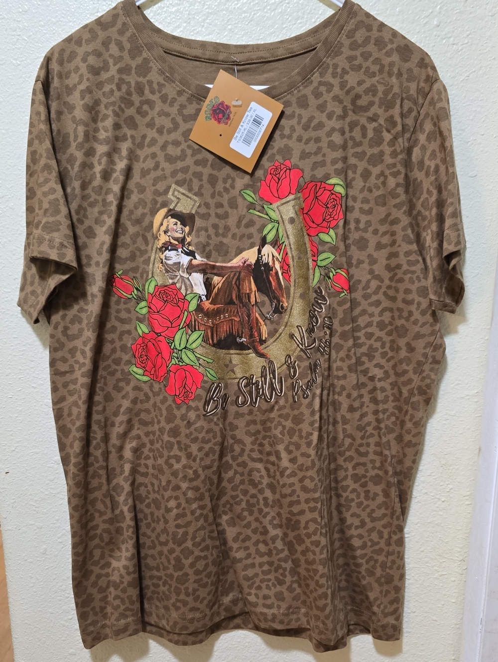 Rodeo Quincy Be Still & Know Leopard Graphic Tee